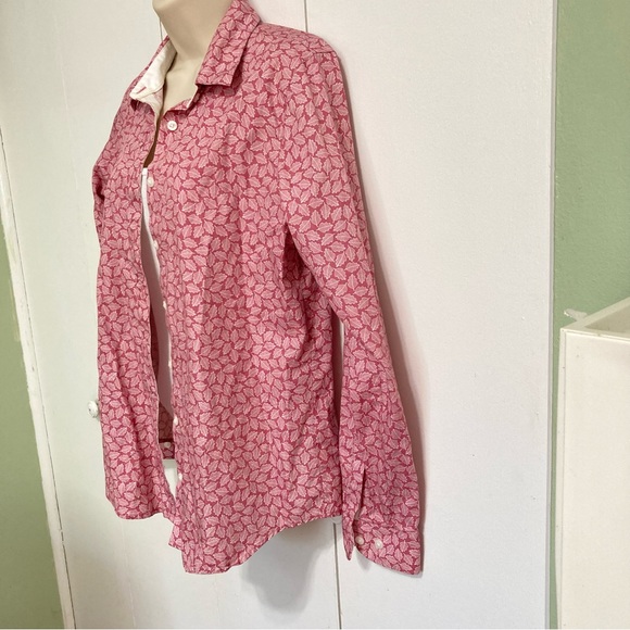 ORVIS Pink Button Up Front Collared Shirt Top Leaves Leaf Design Womens Size 10 - Picture 6 of 16